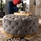 Baxton Studio Sasha Grey Velvet Upholstered Gold Finished Round Cocktail Ottoman 163-10569 - alternate 5